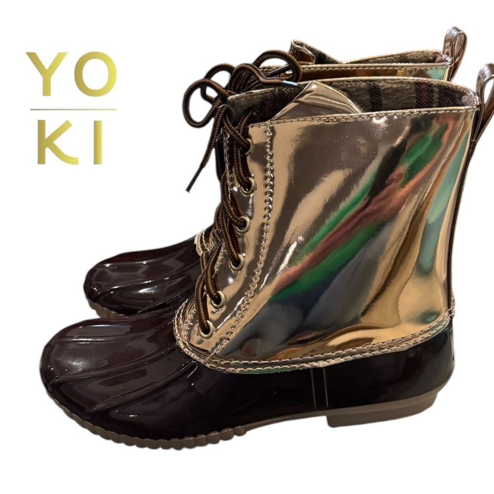New Yoki Dylan Women's Metallic Brown Duck Boots 8.5